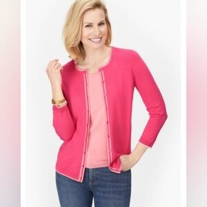 TALBOTS CHARMING CARDIGAN - BI-COLOR TIPPED